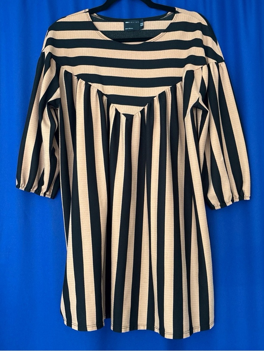 Striped Babydoll Tunic Dress/shirt - Black & Tan